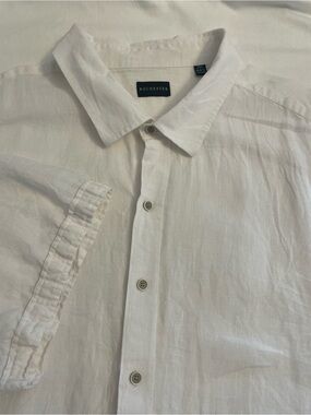 Rochester Big & Tall White 100% Linen Button Down Shirt Short Sleeve Men’s 3XL